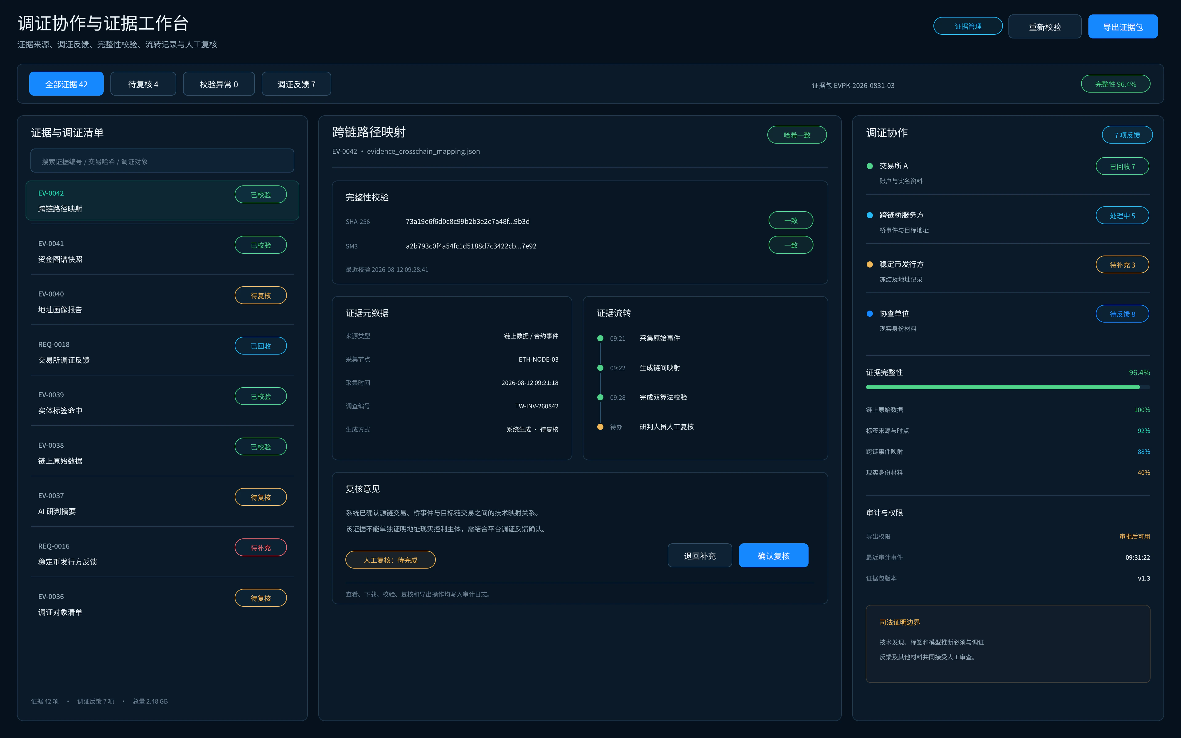 TraceWe 调查取证平台证据工作台完整界面